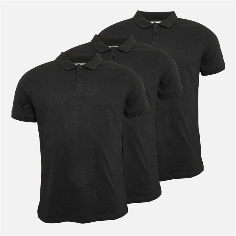 Kangaroo Poo Mens Three Pack Jersey Polo Shirts Black