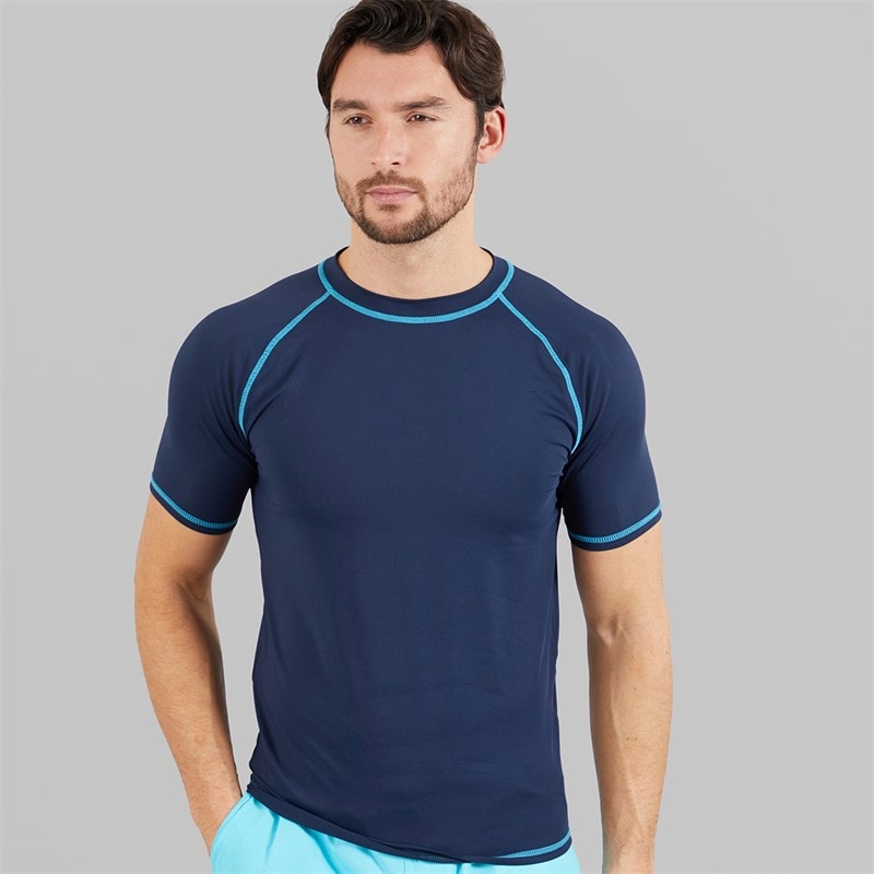 Kangaroo Poo Mens Rash Vest Navy/Aqua Contrast - Image 1