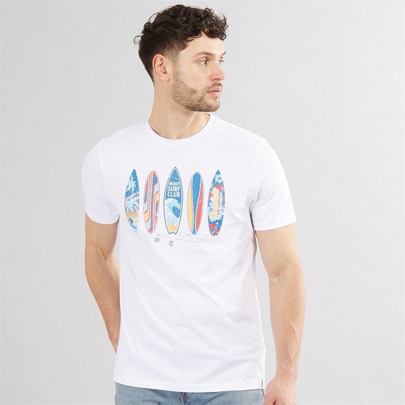Kangaroo Poo Mens Surf Board T-Shirt White - Image 1