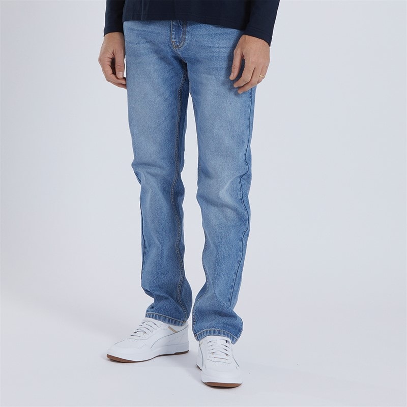 Kangaroo Poo Mens Stretch Straight Fit Jeans Light Blue