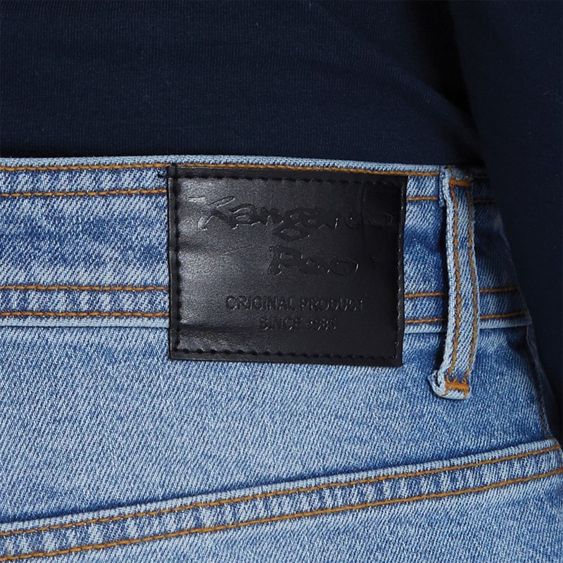 Kangaroo Poo Mens Stretch Straight Fit Jeans Light Blue - Image 3