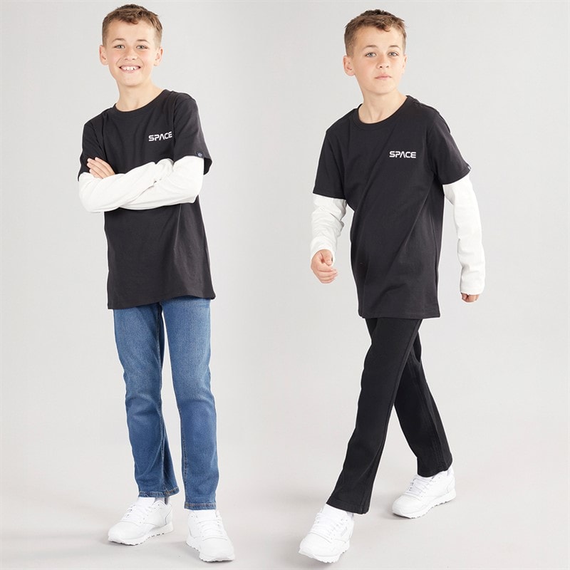 Kangaroo Poo Boys Two Pack Straight Fit Jeans Mid Wash/Black - Image 3