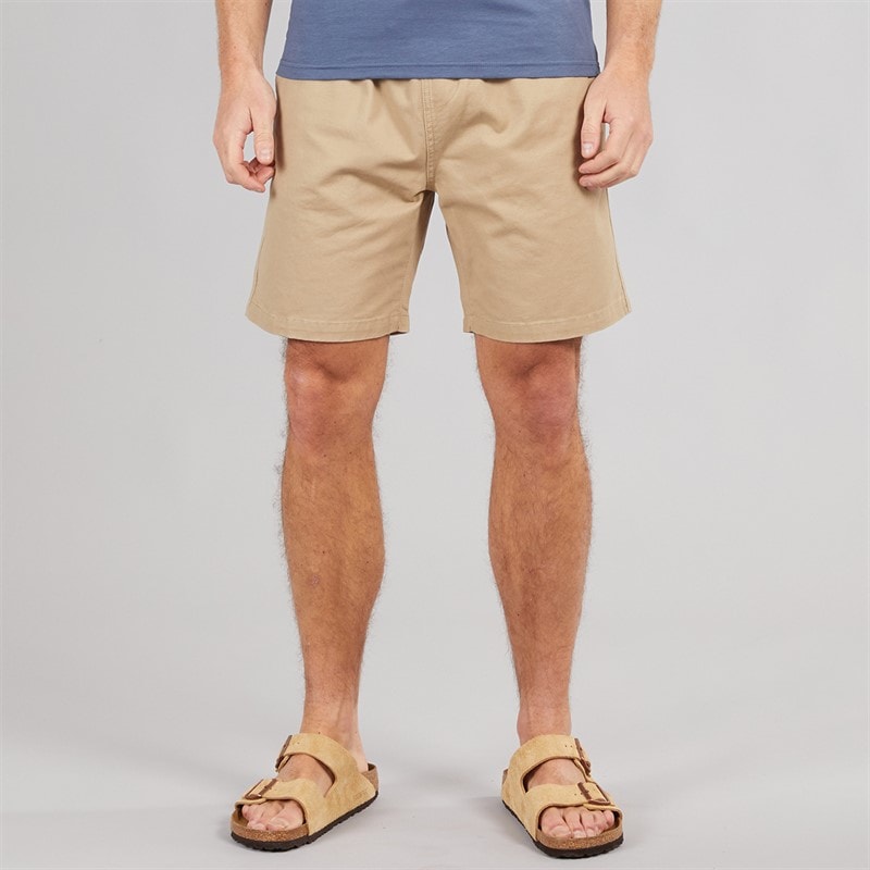 Kangaroo Poo Mens Elasticated Waist Chino Shorts Stone
