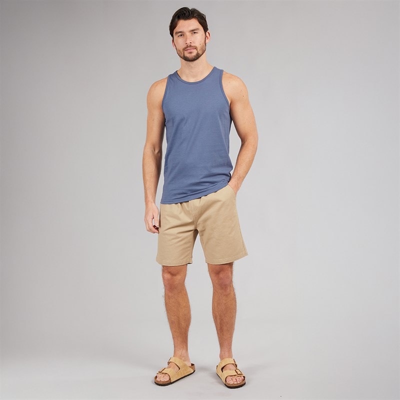 Kangaroo Poo Mens Elasticated Waist Chino Shorts Stone - Image 3