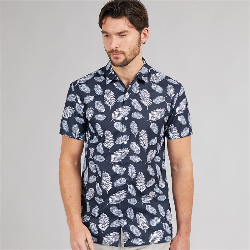 Kangaroo Poo Mens Leaf Shirt Navy