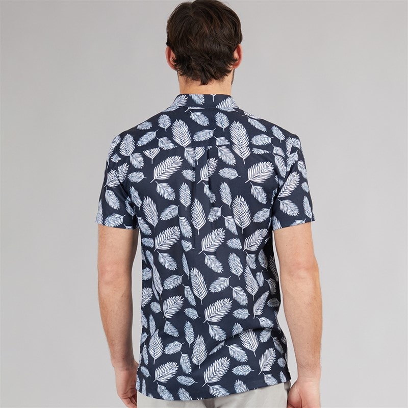Kangaroo Poo Mens Leaf Shirt Navy - Image 2