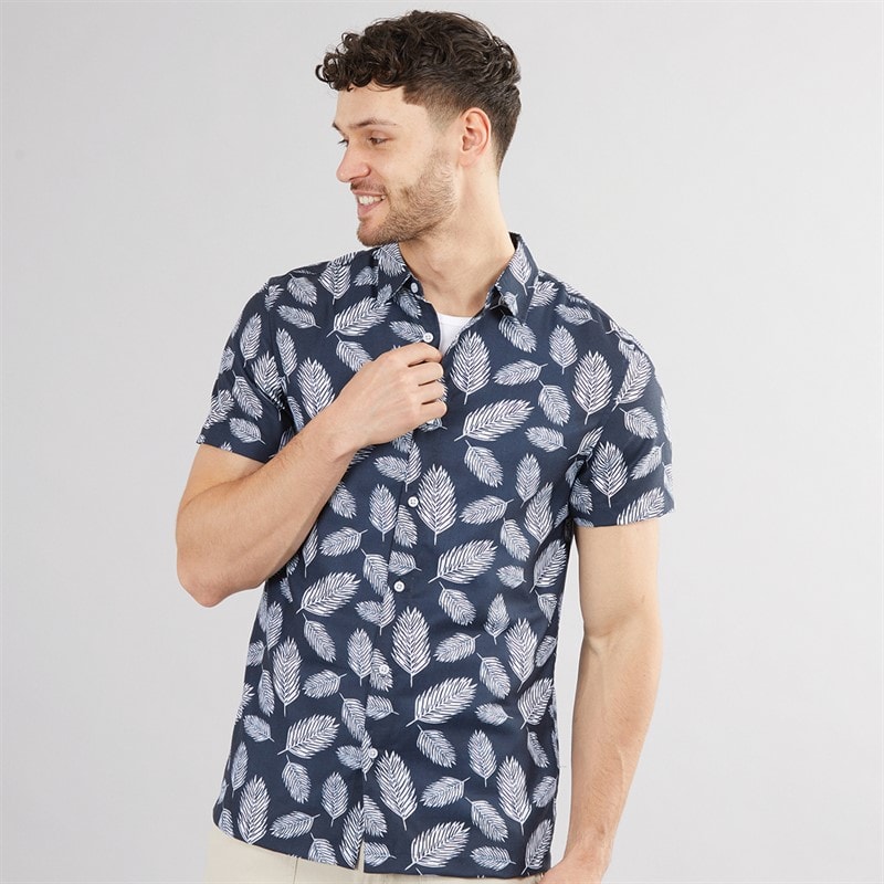 Kangaroo Poo Mens Leaf Shirt Navy - Image 3