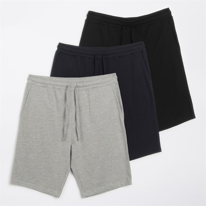 Kangaroo Poo Mens Jersey Three Pack Shorts Black/Navy/Grey Marl - Image 1