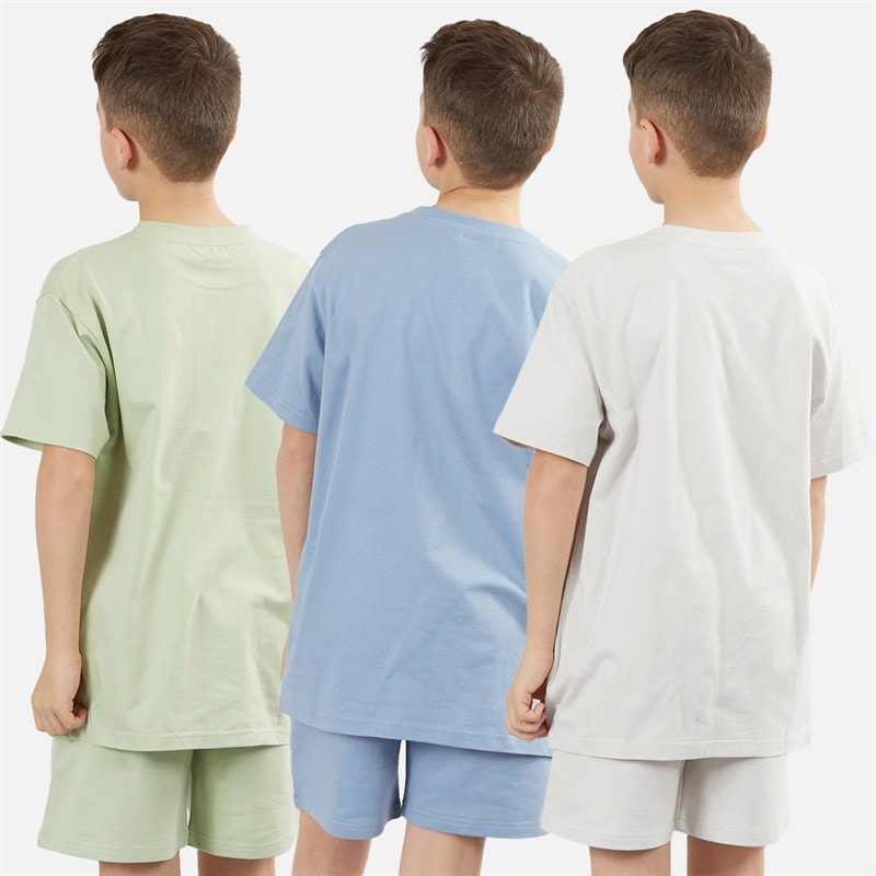 Kangaroo Poo Boys Three Pack Shorts And T-Shirts Sets Blue/Light Grey/Sage - Image 2