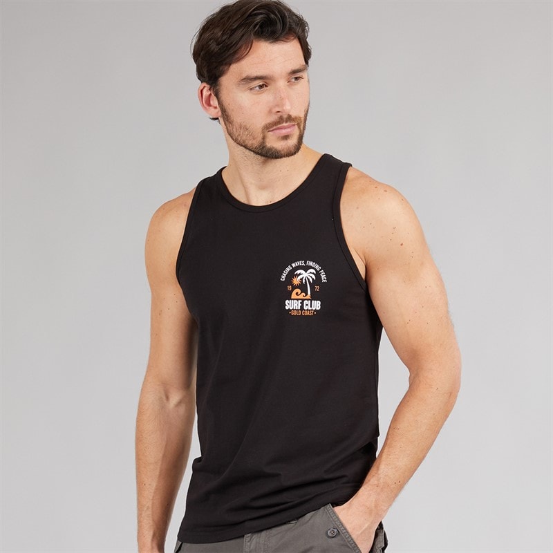 Kangaroo Poo Mens Printed Muscle Back Vest Black/White