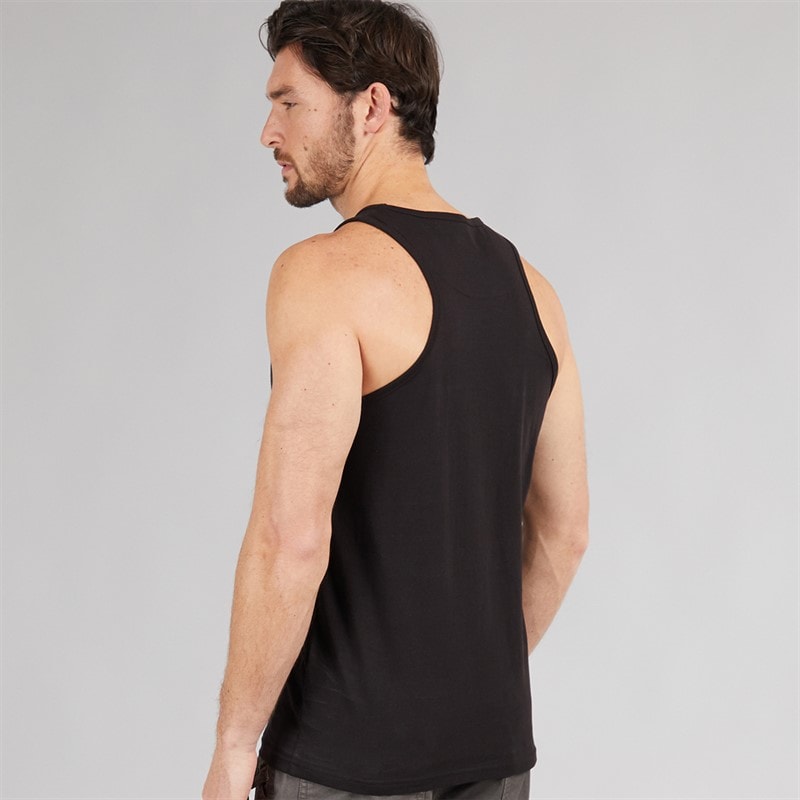 Kangaroo Poo Mens Printed Muscle Back Vest Black/White - Image 2