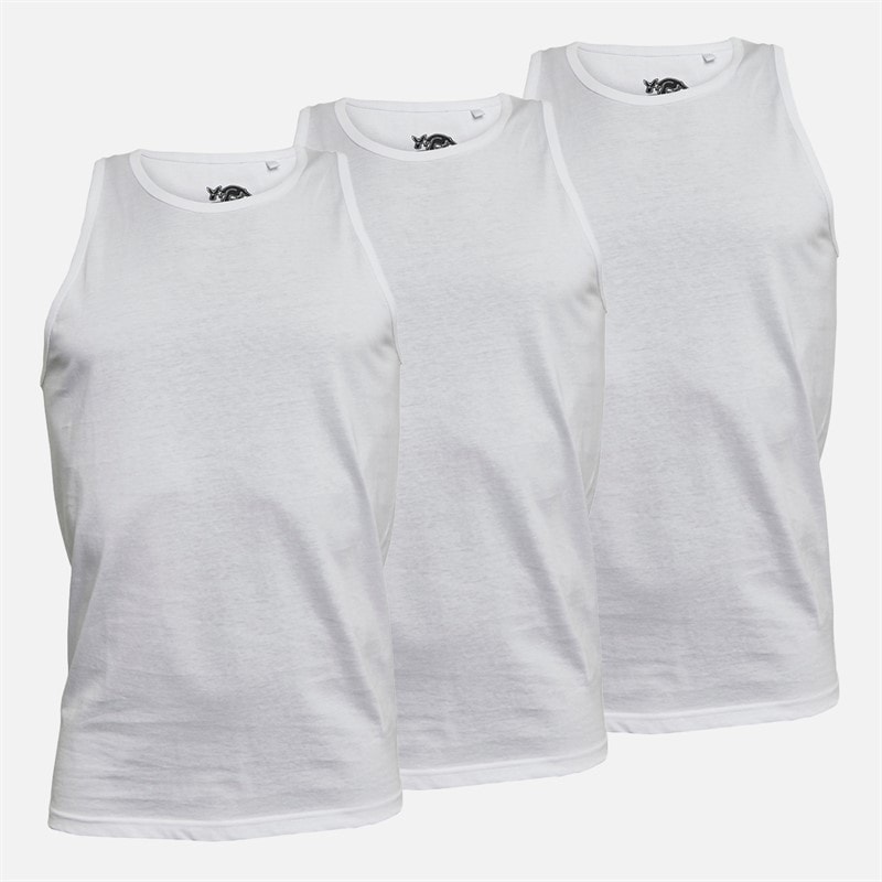 Kangaroo Poo Mens Three Pack Muscle Back Vest White - Image 1