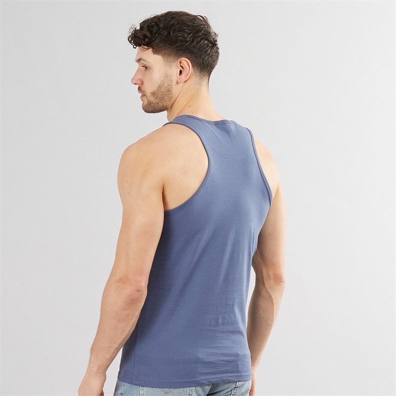 Kangaroo Poo Mens Three Pack Muscle Back Vest White/Navy/Denim Blue - Image 3