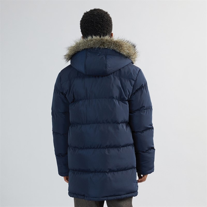 Kangaroo Poo Boys Faux Fur Trim Hood Puffer Jacket Navy - Image 2