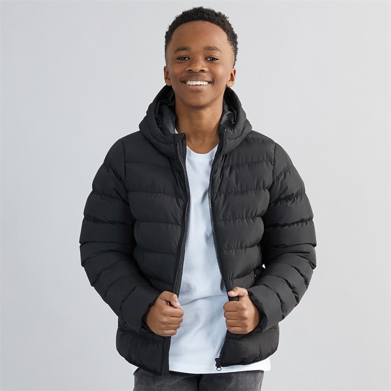 Kangaroo Poo Boys Hooded Puffer Jacket Black