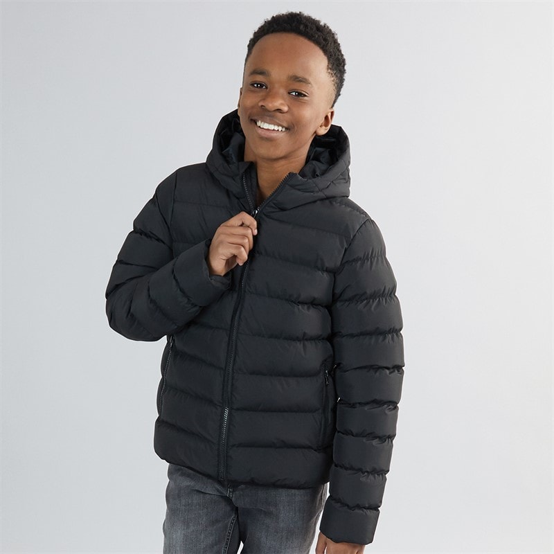 Kangaroo Poo Boys Hooded Puffer Jacket Black - Image 3