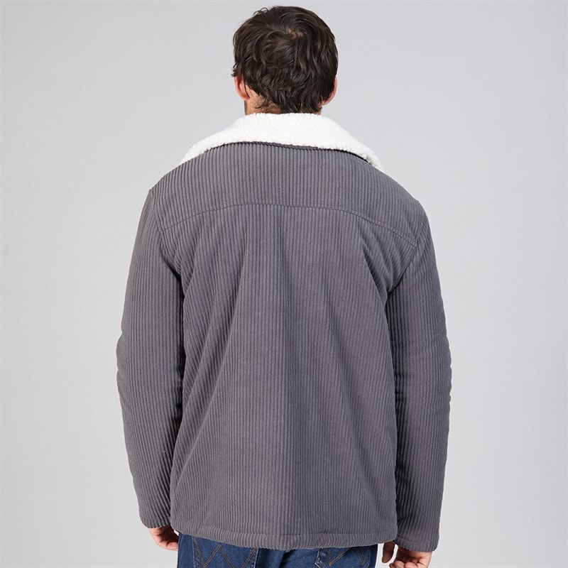 Kangaroo Poo Mens Cord Jacket With Borg Collar Dark Charcoal - Image 2