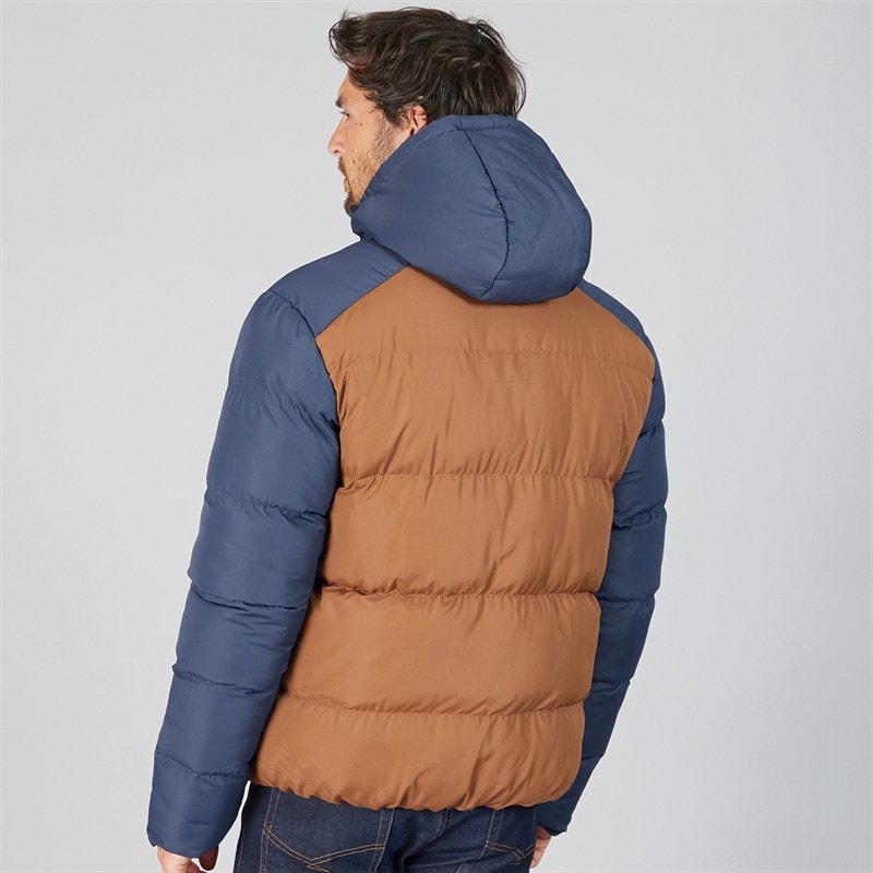 Kangaroo Poo Mens Puffer Jacket Navy/Brown - Image 2