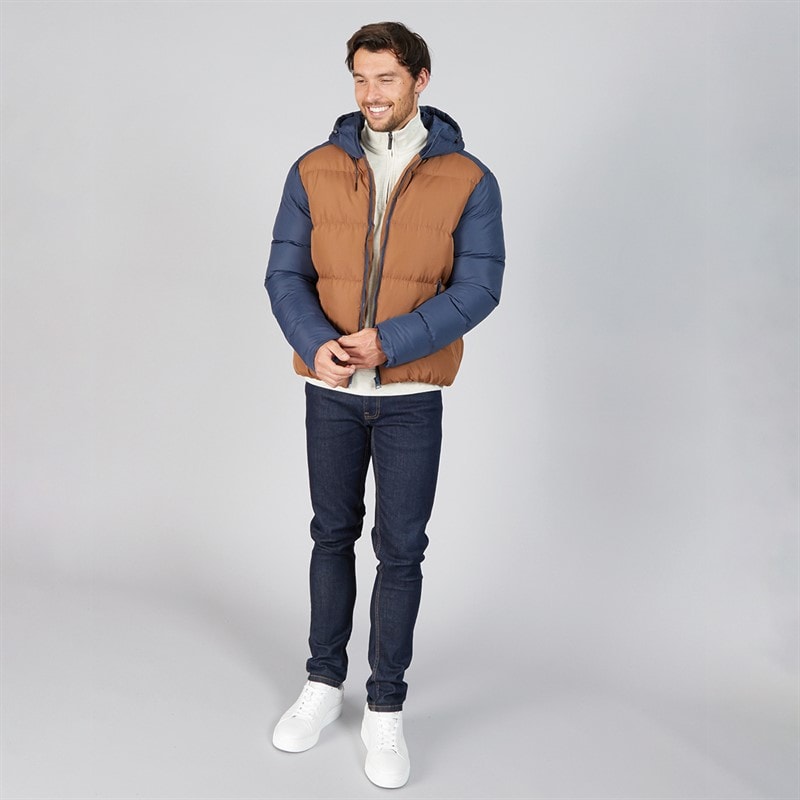 Kangaroo Poo Mens Puffer Jacket Navy/Brown - Image 4