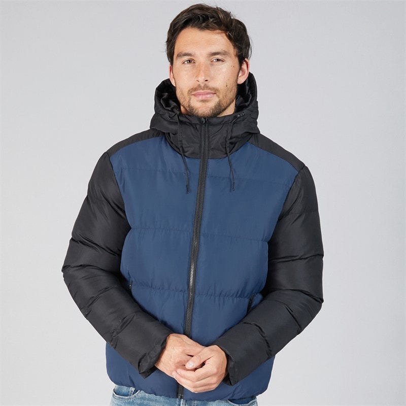 Kangaroo Poo Mens Puffer Jacket Black/Mid Blue - Image 3