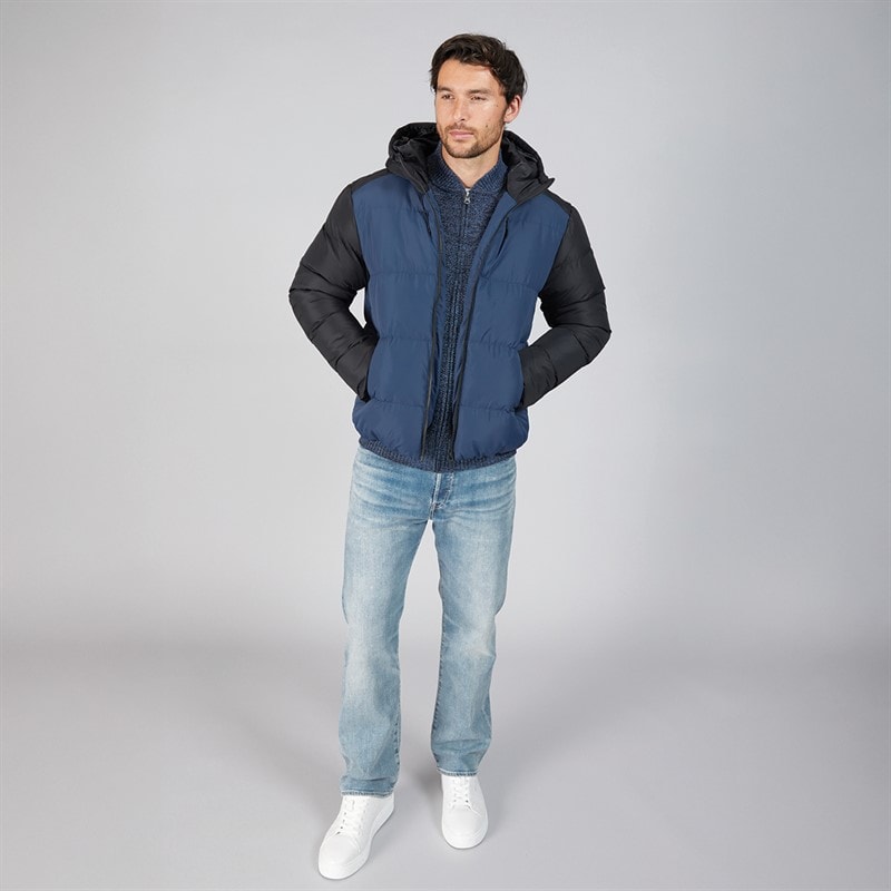 Kangaroo Poo Mens Puffer Jacket Black/Mid Blue - Image 4