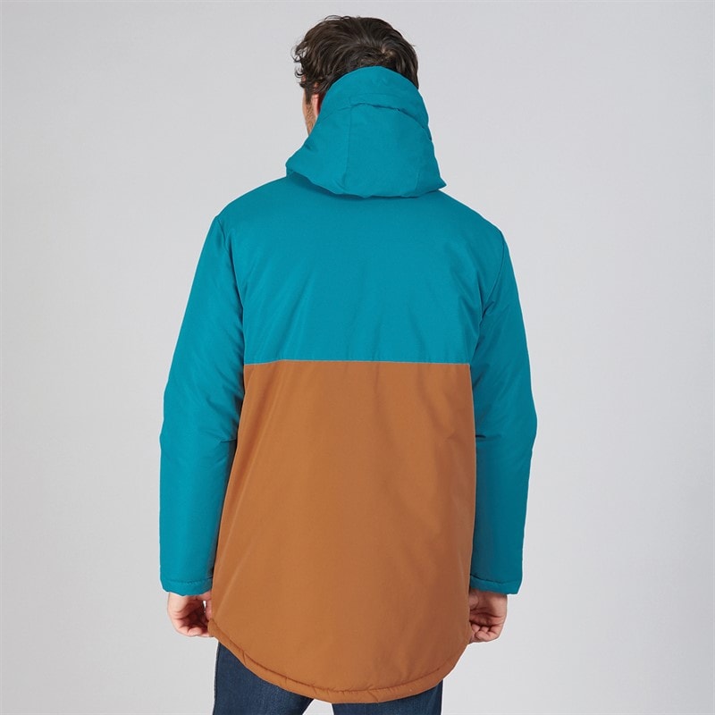 Kangaroo Poo Mens Colour Block Parka Jacket Blue/Stone - Image 2