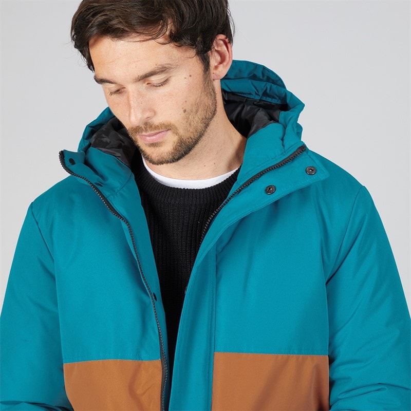 Kangaroo Poo Mens Colour Block Parka Jacket Blue/Stone - Image 3