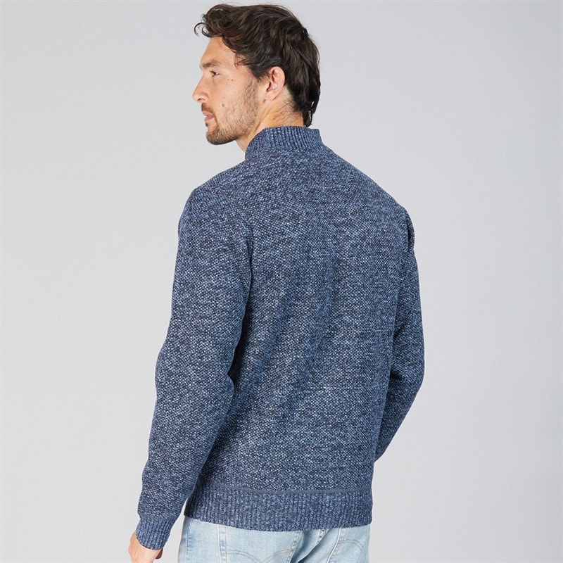 Kangaroo Poo Mens Sherpa Lined Zip-Through Sweater Blue Marl - Image 2