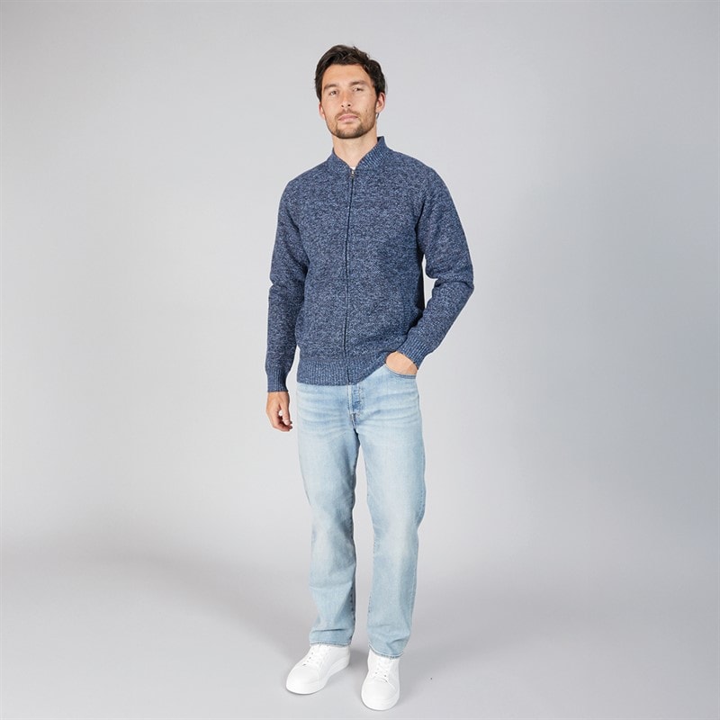 Kangaroo Poo Mens Sherpa Lined Zip-Through Sweater Blue Marl - Image 3