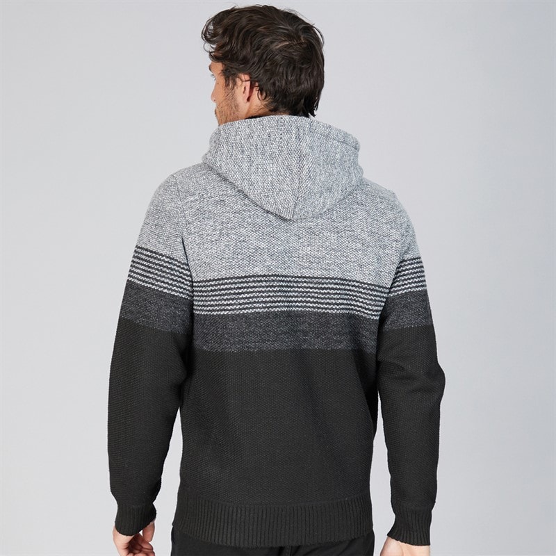 Kangaroo Poo Mens Sherpa Lined Hooded Zip-Through Jumper Black/Grey - Image 2