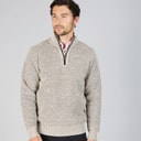 Kangaroo Poo Mens Sherpa Lined 1/4 Zip Sweater Stone