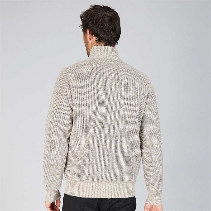 Kangaroo Poo Mens Sherpa Lined 1/4 Zip Sweater Stone - Image 2
