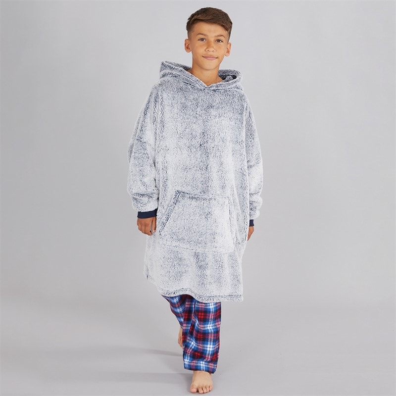 Kangaroo Poo Boys Oversized Blanket Hoodie Navy/Winter White - Image 3