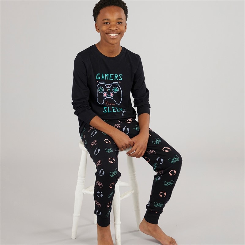 Kangaroo Poo Boys Gamer Never Sleeps Pyjama Set Black - Image 1