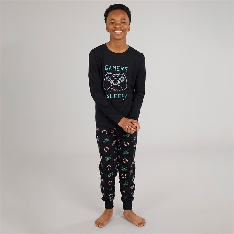 Kangaroo Poo Boys Gamer Never Sleeps Pyjama Set Black - Image 3