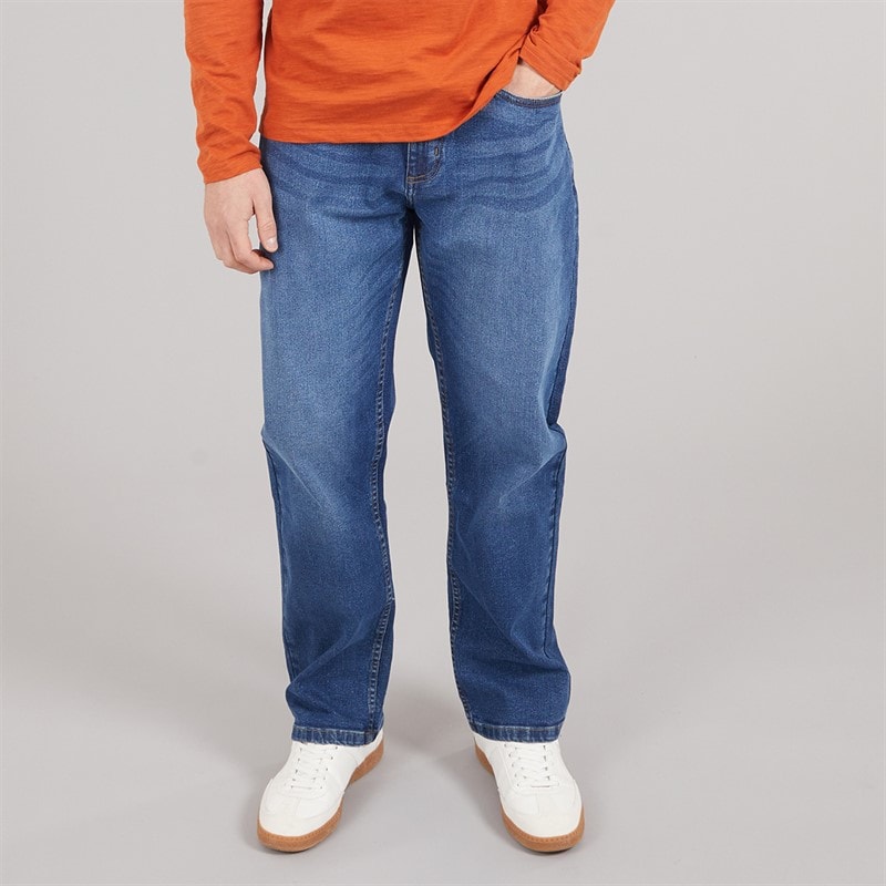 Kangaroo Poo Mens Loose Fit Jeans Mid Wash