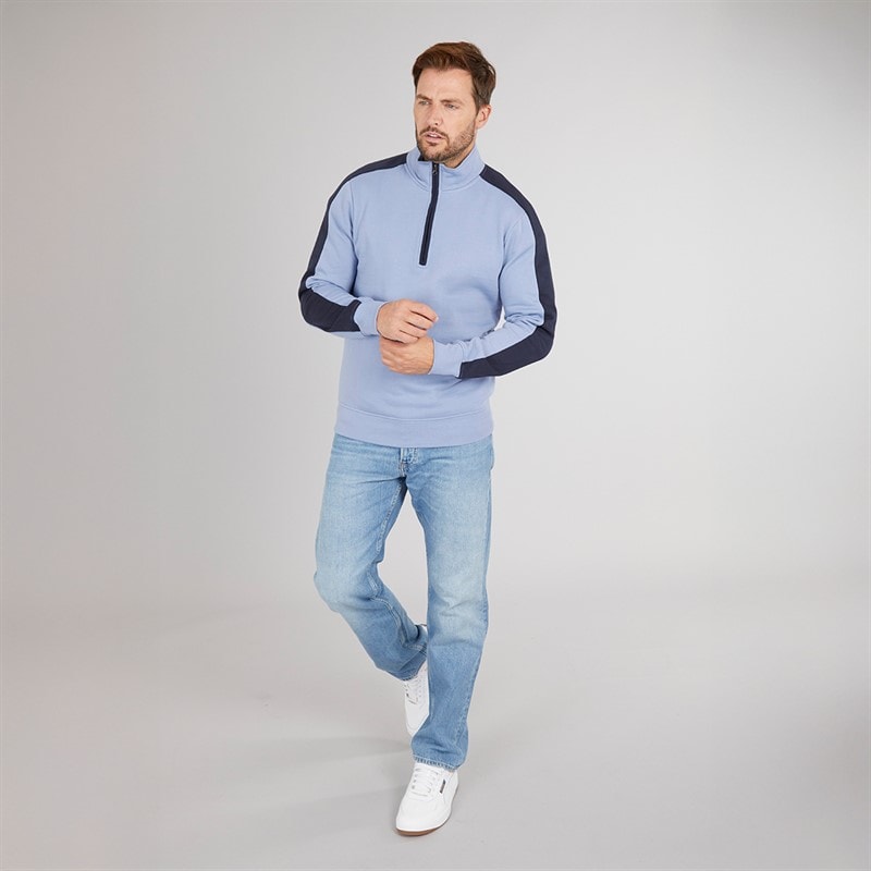 Kangaroo Poo Mens Colourblock 1/4 Zip Sweatshirt Tempest/Navy - Image 3