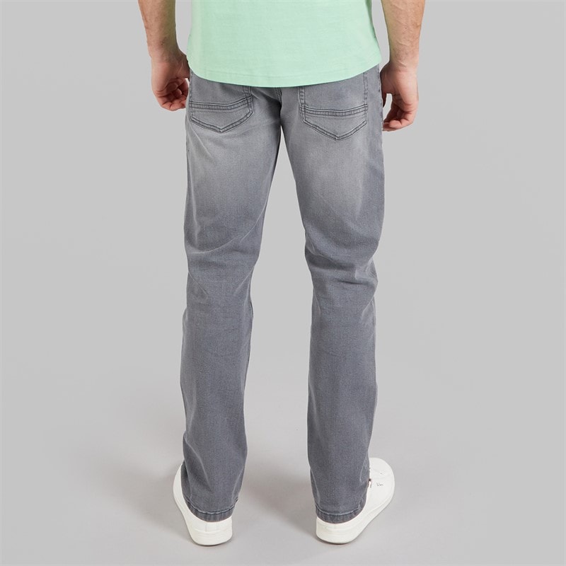 Kangaroo Poo Mens Stretch Straight Fit Jeans Light Grey - Image 2