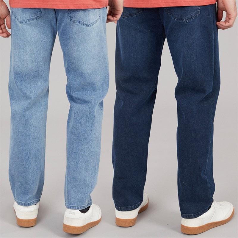 Kangaroo Poo Mens Two Pack Straight Fit Denim Jeans Dark Wash/Light Wash Dark Wash/Lt Wash - Image 2