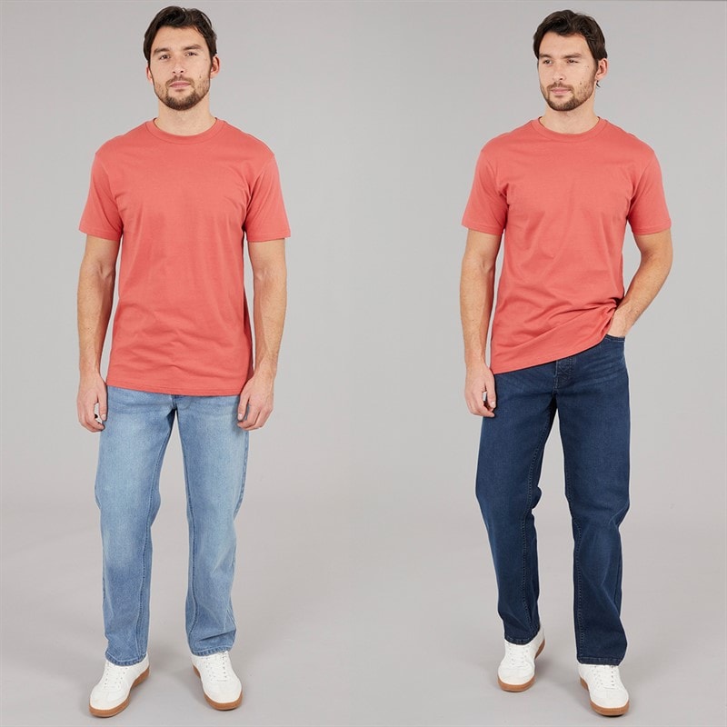 Kangaroo Poo Mens Two Pack Straight Fit Denim Jeans Dark Wash/Light Wash Dark Wash/Lt Wash - Image 3