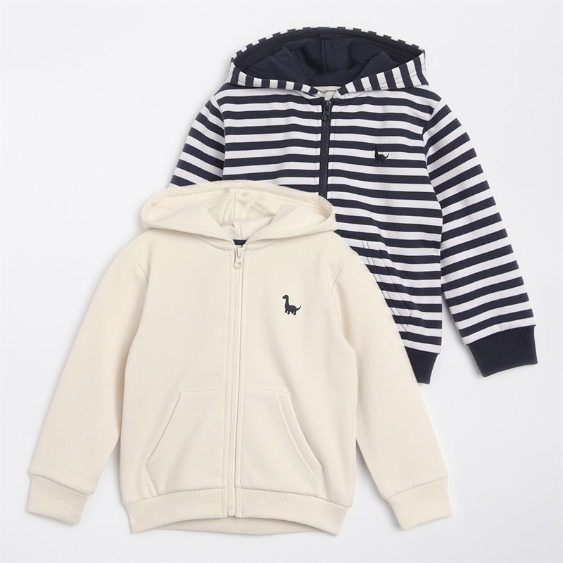 Kangaroo Poo Boys Two Pack Hoodies Navy/White Stripe/Off-White - Image 1