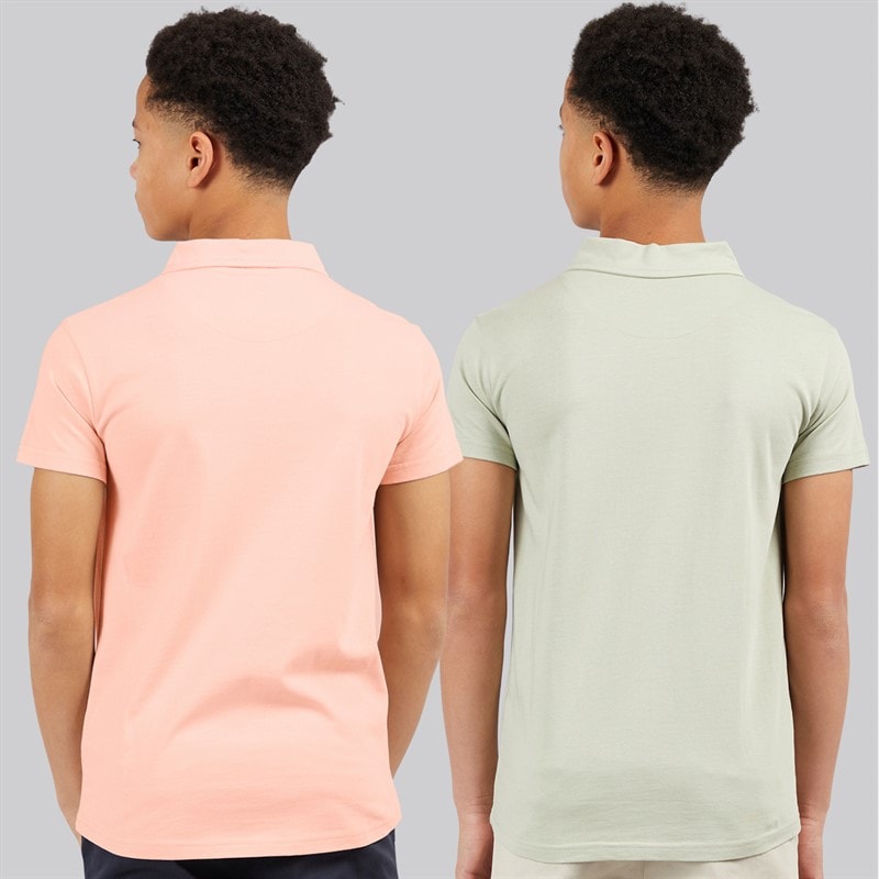 Kangaroo Poo Boys Two Pack Polo Shirts Dusky Pink/Sage - Image 2