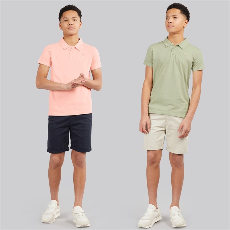 Kangaroo Poo Boys Two Pack Polo Shirts Dusky Pink/Sage - Image 4