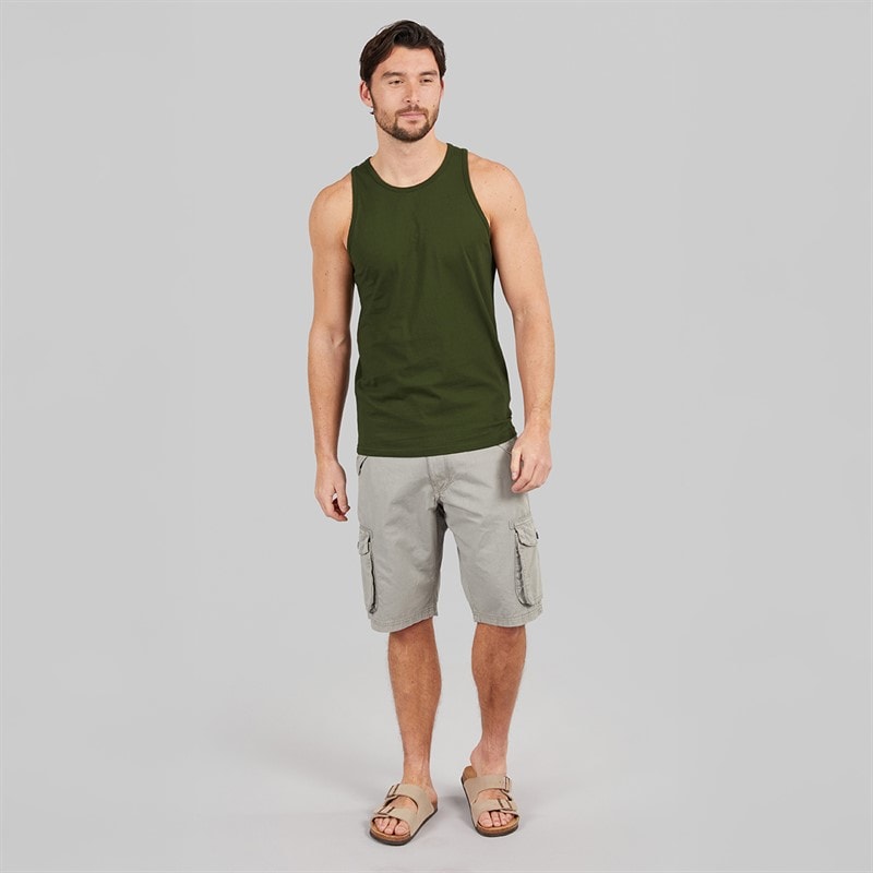 Kangaroo Poo Mens Muscle Back Vest Khaki - Image 3