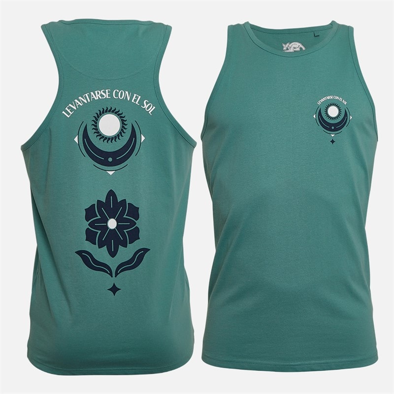 Kangaroo Poo Mens Three Pack Printed Muscle Back Vests Navy/Off White/Green Navy/ Off White / Green - Image 3