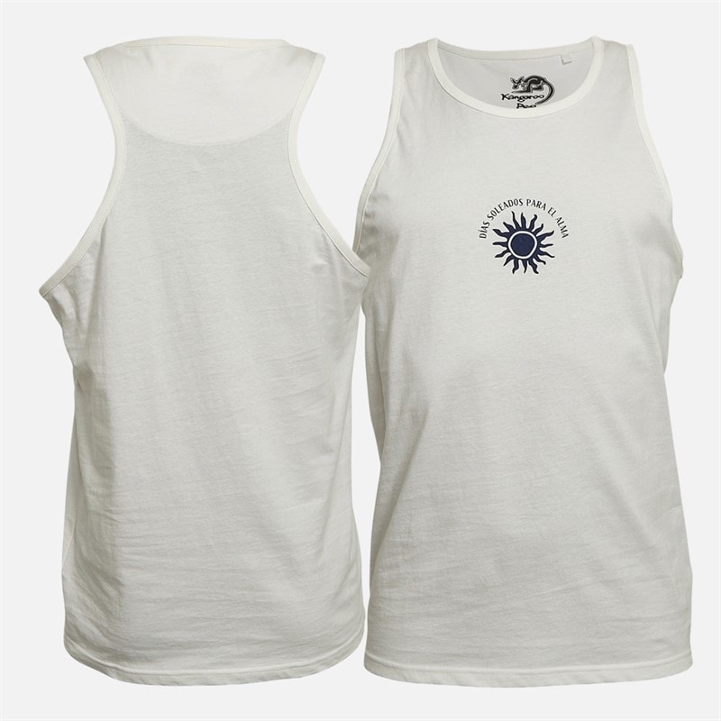 Kangaroo Poo Mens Three Pack Printed Muscle Back Vests Navy/Off White/Green Navy/ Off White / Green - Image 4