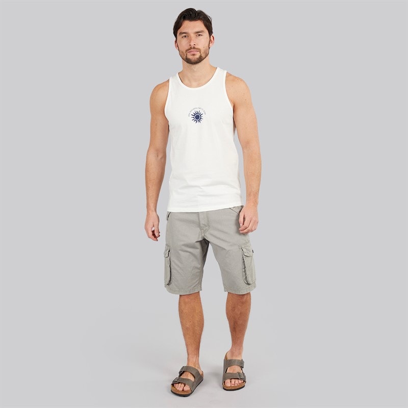 Kangaroo Poo Mens Three Pack Printed Muscle Back Vests Navy/Off White/Green Navy/ Off White / Green - Image 5