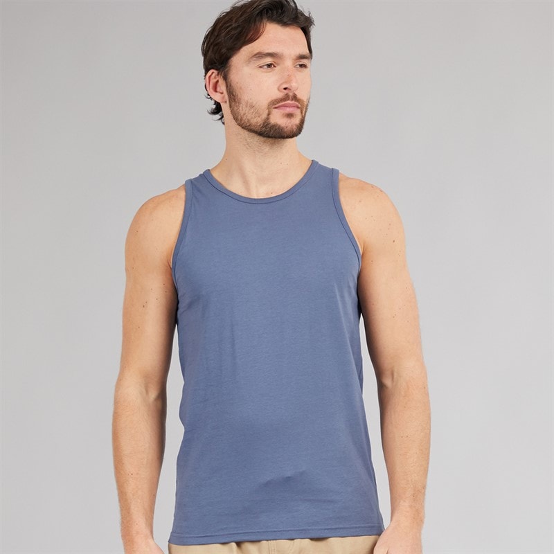Kangaroo Poo Mens Muscle Back Vest Denim Blue - Image 1