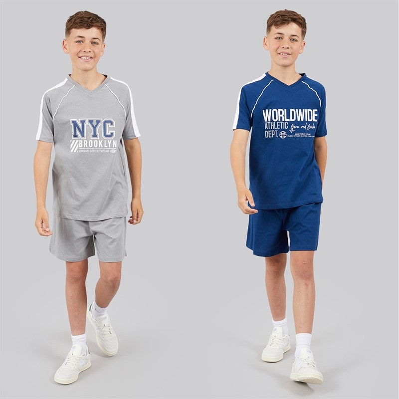 Kangaroo Poo Boys Two Pack T-Shirt And Shorts Sets Navy/Grey