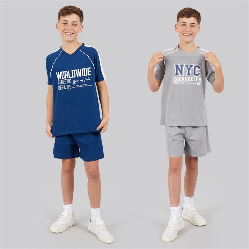 Kangaroo Poo Boys Two Pack T-Shirt And Shorts Sets Navy/Grey - Image 3